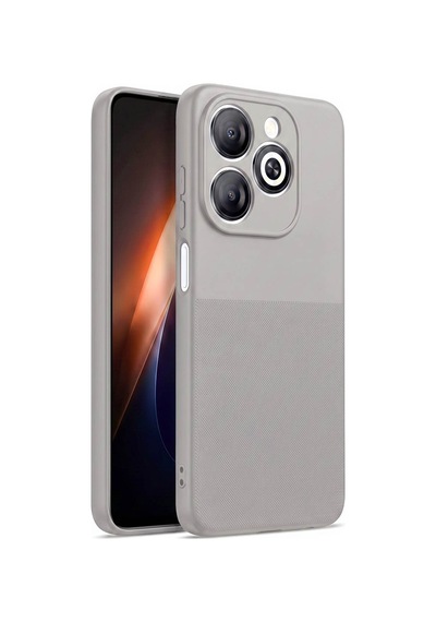 Infinix Tecno Spark Go 2024 / Smart 8 Serisi / Pop 8 / Spark 20c / Hot 40i Uyumlu Kamera Korumalı Tırtıklı Kaymaz İçi Kadife Yumuşak Silikon Kılıf-54278 Gri