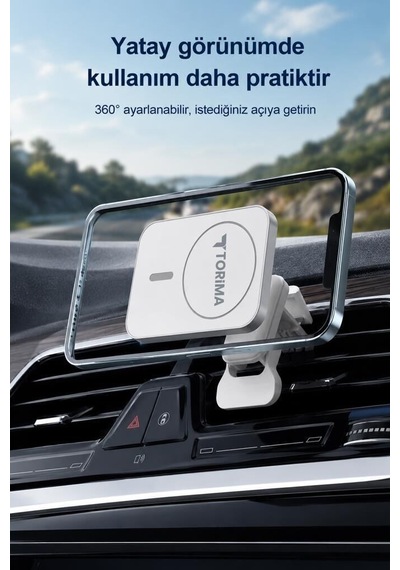 Yolculuk Gereci Seyahat Aksesuarı Kablosuz Cihaz W11 Magsafe Araç Şarj Cihazı Telefon Tutucu