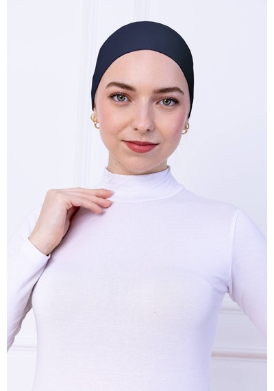 Loggia Kaymayan Silikonlu Bandana Bone Lacivert - Kadın Tesettür Dikişsiz Kaymaz Geçme - Sportif Saç Bandı Lacivert