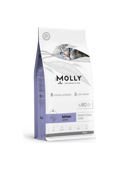 Molly Düşük Tahıllı Hypoallergenic Somonlu Yavru Kedi Maması 15 Kg