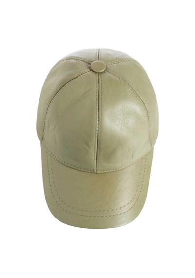 Unisex %100 Deri Arkadan Ayarlanabilir Baseball Kep Şapka Haki
