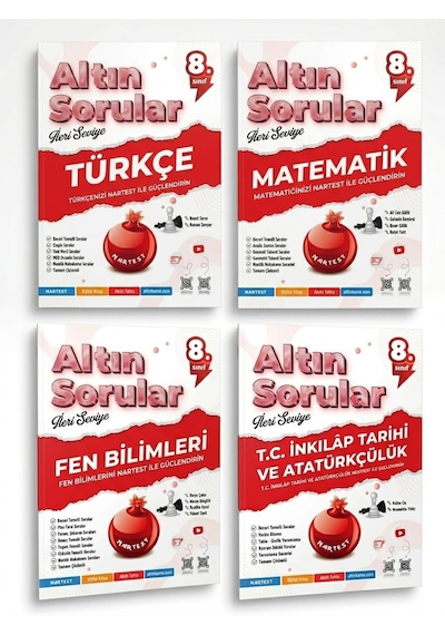Nartest Yayınları 8.sınıf Altın Sorular İleri Seviye Türkçe-matematik-fen Bilimleri-inkılap Tarihi Seti 4 Kitap