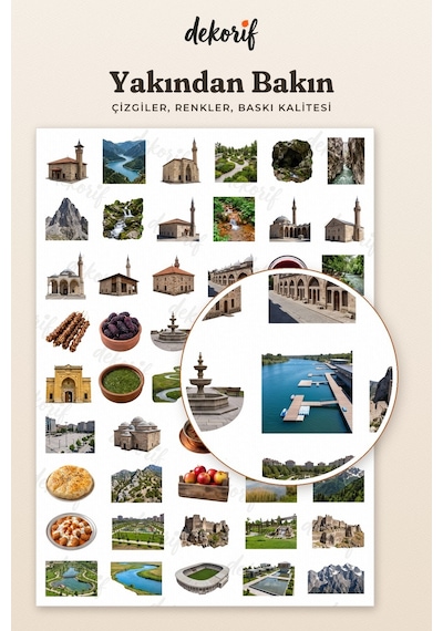 Kahramanmaraş Sticker Seti 100 Adet - Dondurma Biber Konak Kale Gerçekçi Ajanda Journal Çıkartma Çok Renkli