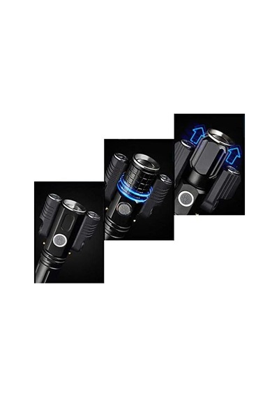 Üç-kafa Usb Şarj Cree Led El Feneri Alüminyum Taktik W8 E38