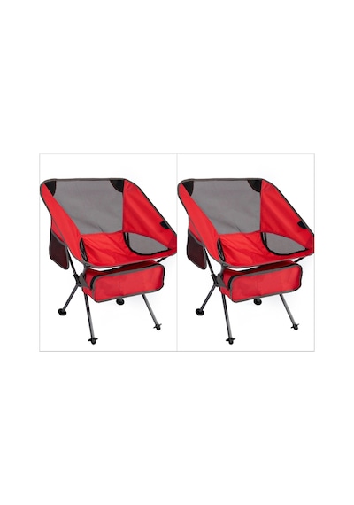 Mini Kamp Sandalyesi 2 Li Set Kırmızı