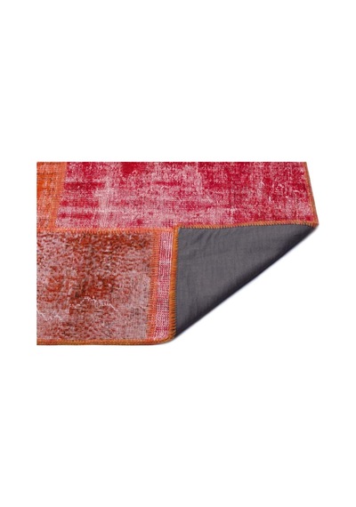 El Dokuması Patchwork Vintage Yün-pamuk Kırmızı Halı 26379 160 X 230 Cm