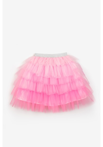 Le Mabelle Pembe Katlı Tüllü Kız Çocuk Uzun Etek - Azalea Pembe