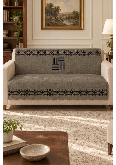 Çok Amaçlı Kadife Koltuk Örtüsü Kaymaz Süngerli 165x215 Cm Modern Bohem Çekyat Şalı Piknik Masa Örtüsü Alk3 Antrasit