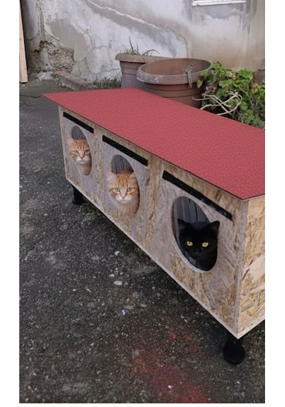 Dabanlıoğlu Mobilya Dış Mekan Kedi Evi Kurulu Gönderim 35 35 90 Jumbo Su Ve Rüzgar Gecirmez Yalıtım Kaplı Catı