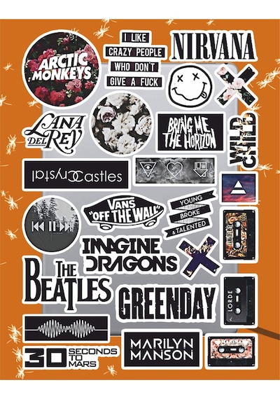 Nirvana Mix Müzik Sticker Seti Laptop Ajanda Notebook Tablet Telefon Defter Etiket Bullet Journal Diğer