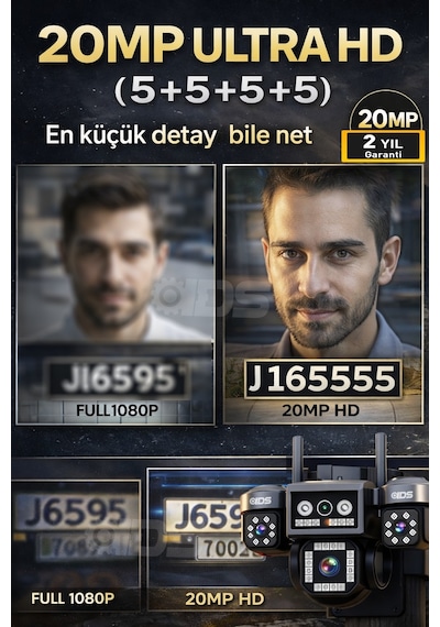 4 Kamera 20mp Ultrahd Güneş Enerjili Sim Kartlı Güvenlik Kamerası 15gb İnternet 128gb Sd Kart