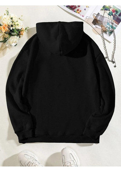 New York Brooklyn Ffcbdb Sweatshirt - Siyah Baskılı Oversize Kapüşonlu Siyah