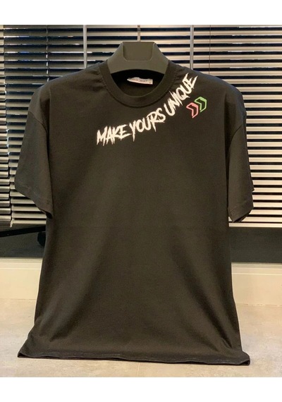 Startmore Make Yours Unique Baskılı Oversize Unisex Pamuk Siyah