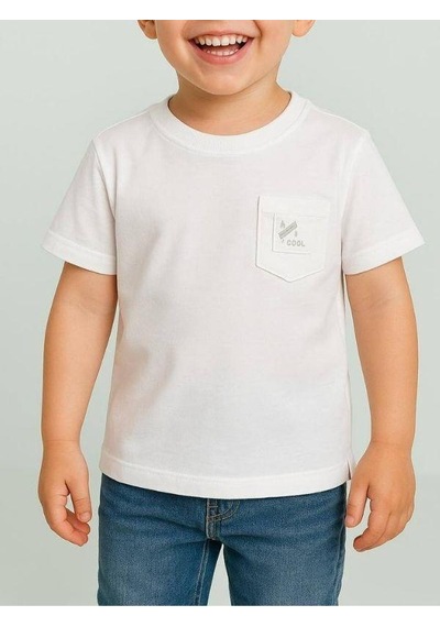 Breeze Erkek Bebek Cep Detaylı Basic T-shirt-15832 Beyaz