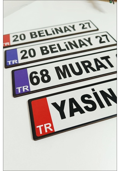 Akülü Araba Plakası İsme Özel Akülü Araba Plakası Akülü Araba Özel Plaka 2 Adet Ahşap