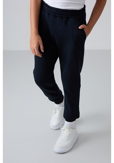 Tommylife Tommy Life Lacivert Pamuklu Kalın İçi Tüylü Yumuşak Dokulu Standart Fit Nakışlı Erkek Çocuk Eşofman Alt - 1122 Lacivert