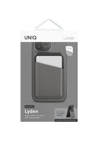 Telefon Modelleri İle Uyumlu Kartlık Lyden Ds Serisi Vegan Deri Stand Olma Özelliği Rfıd Koruma Grey