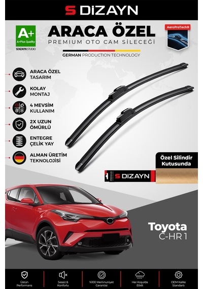 S-dizayn Toyota C-hr Ön Cam Silecek Seti 2016-2023 Premium Araca Özel 65-40 Cm A+ Kalite