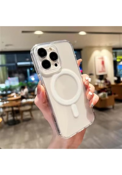 Ayrex İphone 14 Pro İçin Magsafe İle Uyumlu Arka Kısmı Şeffaf Kenarları Silikon Yapılı Güçlendirilmiş Mıknat Diğer