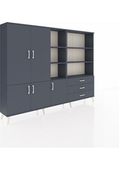 Arges Dolap 11 Raflı 3 Çekmeceli 5 Kapaklı 220x30x163 Antrasit-antrasit Antrasit - Antrasit