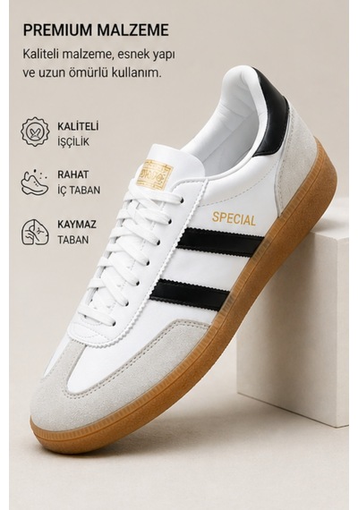 Timeless Classic Beyaz Siyah Premium Konfor & Zamansız Stil Günlük Unisex Sneaker Ayakkabı Beyaz - Taş Timeless Classic Beyaz Siyah Premium Konfor & Zamansız Stil Günlük Unisex Sneaker Ayakkabı Beyaz - Taş