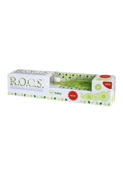 Rocs 0-3 Yaş Set Diş Fırçası ve Diş Macunu( Yeşil )