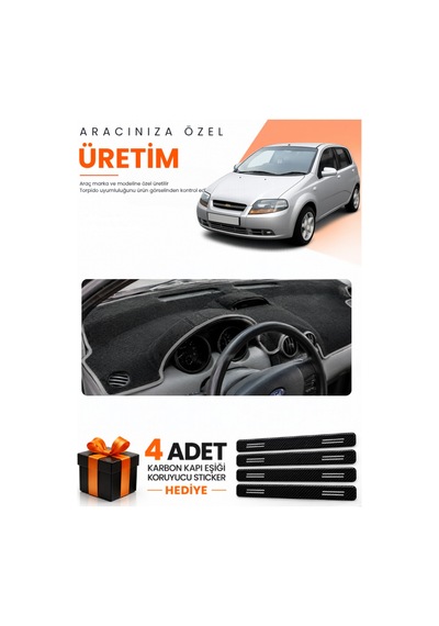 Chevrolet Kalos 2009-2013 Uyumlu Torpido Koruma Örtüsü Oto Kılıfı - Siyah Gri