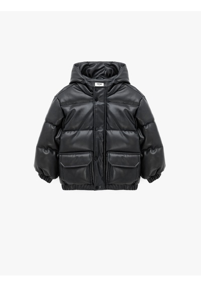 Koton Cepli Uzun Kollu Su Geçirmez Oversize Kapşonlu Ceket Siyah 7wkb20006tw