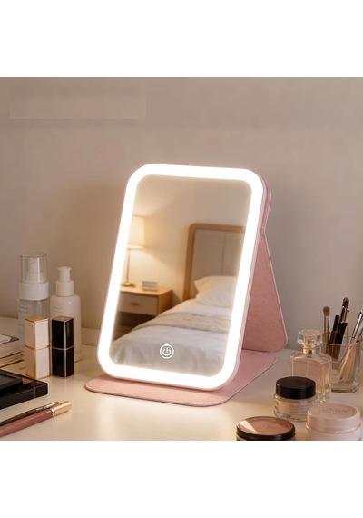 Led Işıklı Katlanabilir Makyaj Aynası - 3 Renk Işık Modlu, Dokunmatik Ve Ayarlanabilir Parlaklık Kısılabilir Genel 60074139