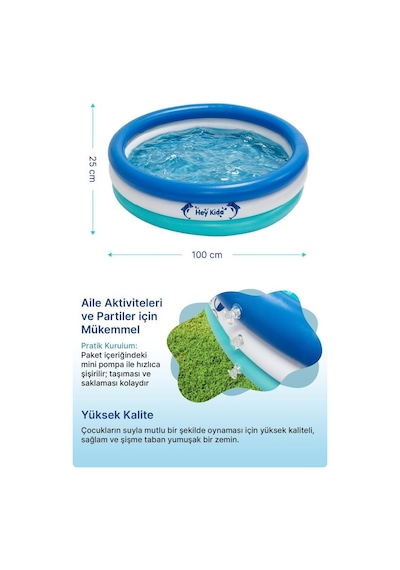 Heykida Swim Safe Şişme Çember Havuz 100x25cm Mavi