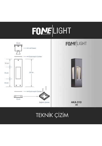 FoneLight AKA Set Üstü 35 cm LED Bahçe Yol Aydınlatması Antrasit Alüminyum IP65 Peyzaj Aydınlatma Armatürü 3000K
