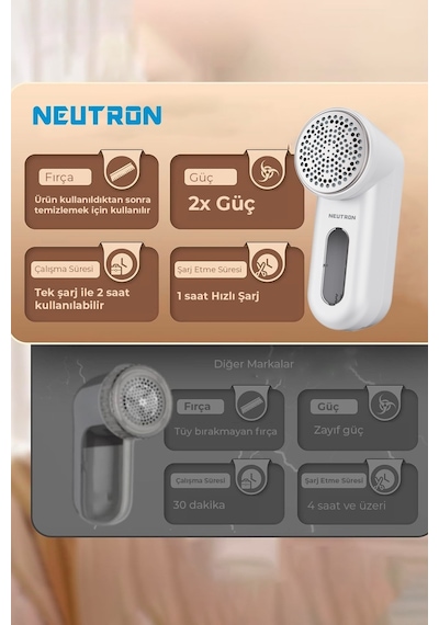 Neutron Şarjlı Tüy Temizleme Makinesi Beyaz