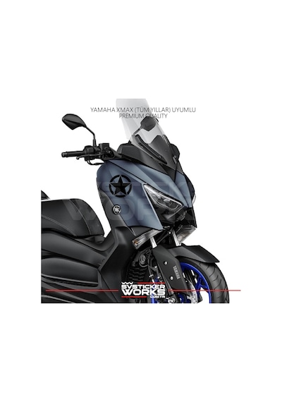 Yamaha Xmax Yıldız Sticker Yan Grenaj Desen İkili Sticker Siyah