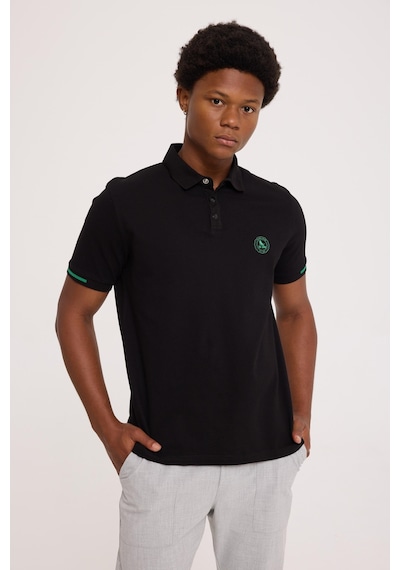 Summer Polo Siyah Basıc Polo Yaka Tişört Siyah