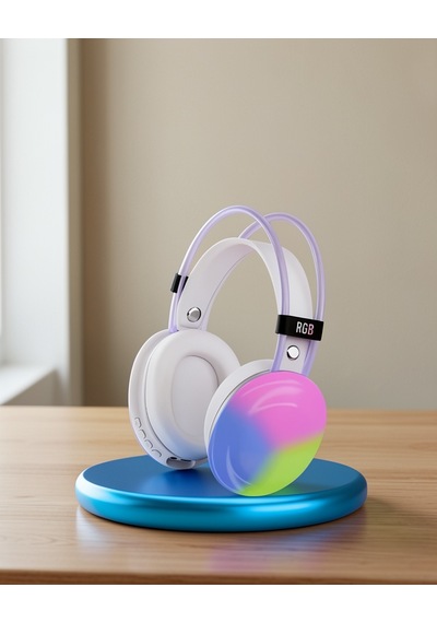 Kablosuz Kulak Üstü Bluetooth Kulaklık, Rgb Işıklı Yüksek Ses Kaliteli
