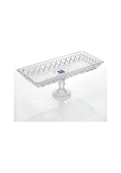 Kafes Model El Yapımı Ayaklı Cam Sunumluk - Dikdörtgen Şeffaf Dekoratif Servis Ve Meyve Tabağı 39x15 Cm Diğer