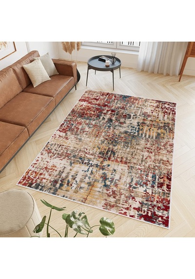 Rovigo Home Dijital Baskı Yıkanabilir Kaymaz Taban Salon Halısı Rvg0615 Bordo