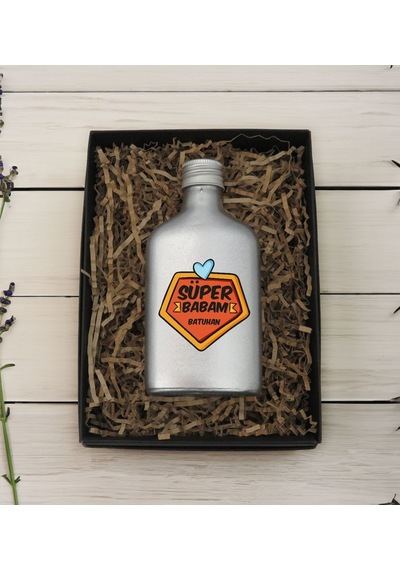 Bk Gift Kişiye Özel İsimli Baba Temalı Gümüş Tasarım Cam Şişe Kolonya 200 ML 2