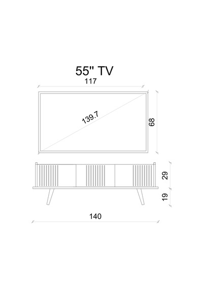 Spica Safir Meşe Rengi Mdf 3 Kapak Ahşap Ayaklı 140 Cm Tv Ünitesi