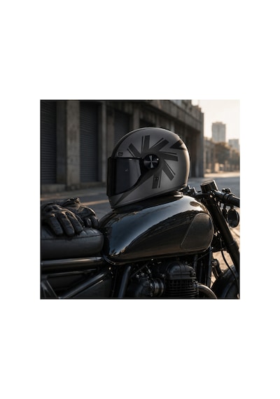 Sway V6 Full Face Retro Kask Siyah Vizör Helıx Black Lıne