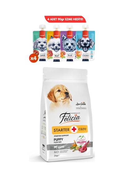 Kolajen Destekli Hipoalerjenik Yavru Kuzulu Köpek Maması 3kg + 4 Adet Wanpy Ezme 90gr