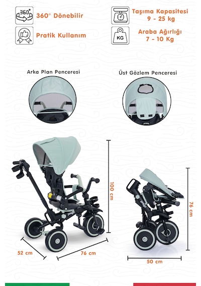 Prego Happy Dino Plus 360 Tamamen Katlanabilir Çocuk Bisikleti
