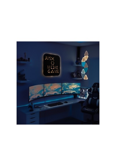 Led Işıklı Just More Game Dekoratif Tablo Oyun Odası Duvar Dekorlu Gece Lambası Sarı - 737261209 Sarı