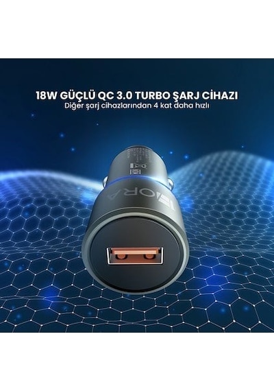 Gar156 Pd20w Alüminyum Araç Şarj Aleti - Type-c Portlu Hızlı Şarj Cihazı - Siyah
