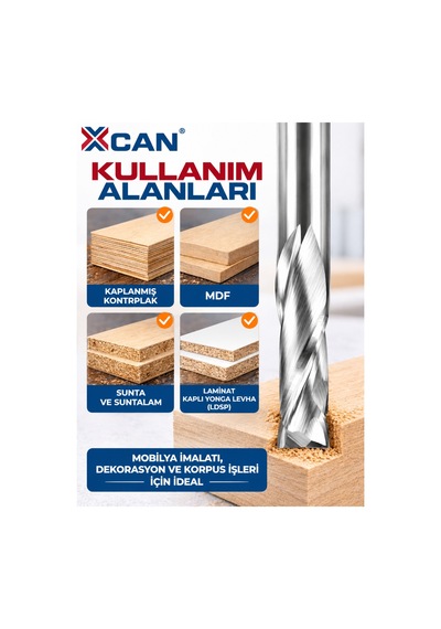 Kompresyon Spiral Freze Ucu Ø6 Mm 6 Mm Şaft 22 Mm Kesim