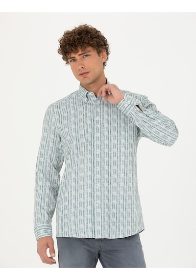 Pierre Cardin Erkek Koyu Mint Gömlek Desenli 50273550-vr152 Koyu Mint