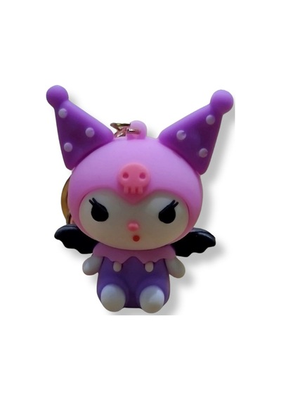 Kuromi V2 Premium 3d Figürlü Klasik Siyah Bilek Kayışlı Anahtarlık - 1 Adet