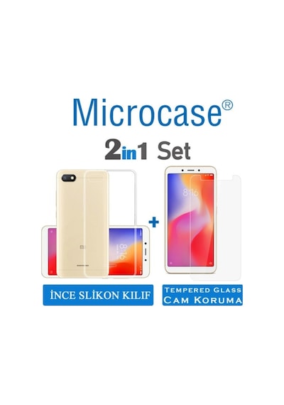 Microcase Xiaomi Redmi 6A Ince 0.2 Mm Soft Silikon Kilif+Tempered 277552172 - Seçenek / Cam Koruma-Cam Istiyorum