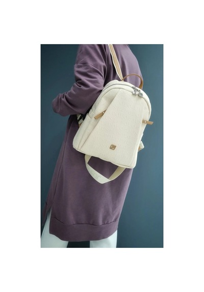 Krem Taba 4040 Orijinal Just Polo Kadin 9 Bolmeli Orta Boy Sirt Cantasi 31x29 Cm Krem - Taba