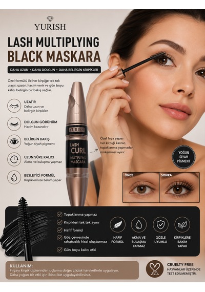 Lash Curl Multiplying Mascara ,uzatma Hacim Kıvrıklık 001 Siyah